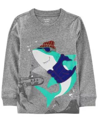 Carter's Carters Baby Shark Snow Yarn Graphic Tee Grey 12M