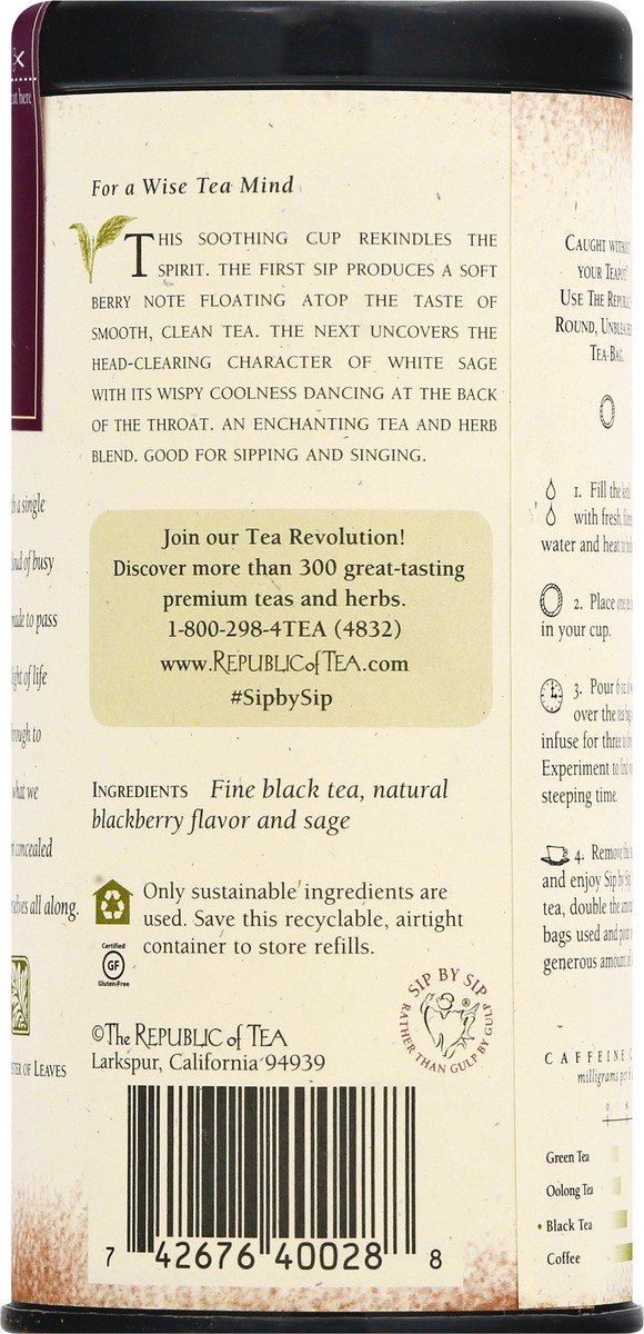 slide 5 of 12, The Republic of Tea Bags Blackberry Sage Black Tea - 50 ct, 50 ct