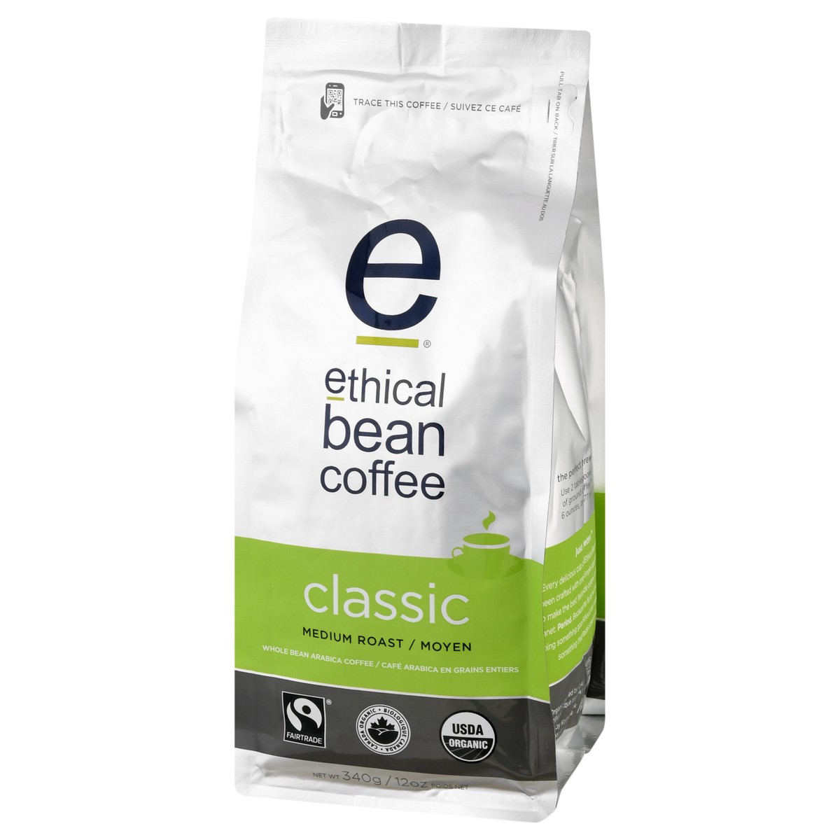 slide 6 of 9, Ethical Bean Coffee Classic Medium Roast Arabica Whole Bean Coffee 12 oz, 12 oz