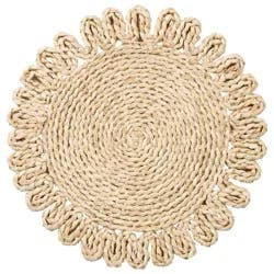 Room & Retreat Seasonal Natural Maize Round Placemat with Floral Edge, 15 in