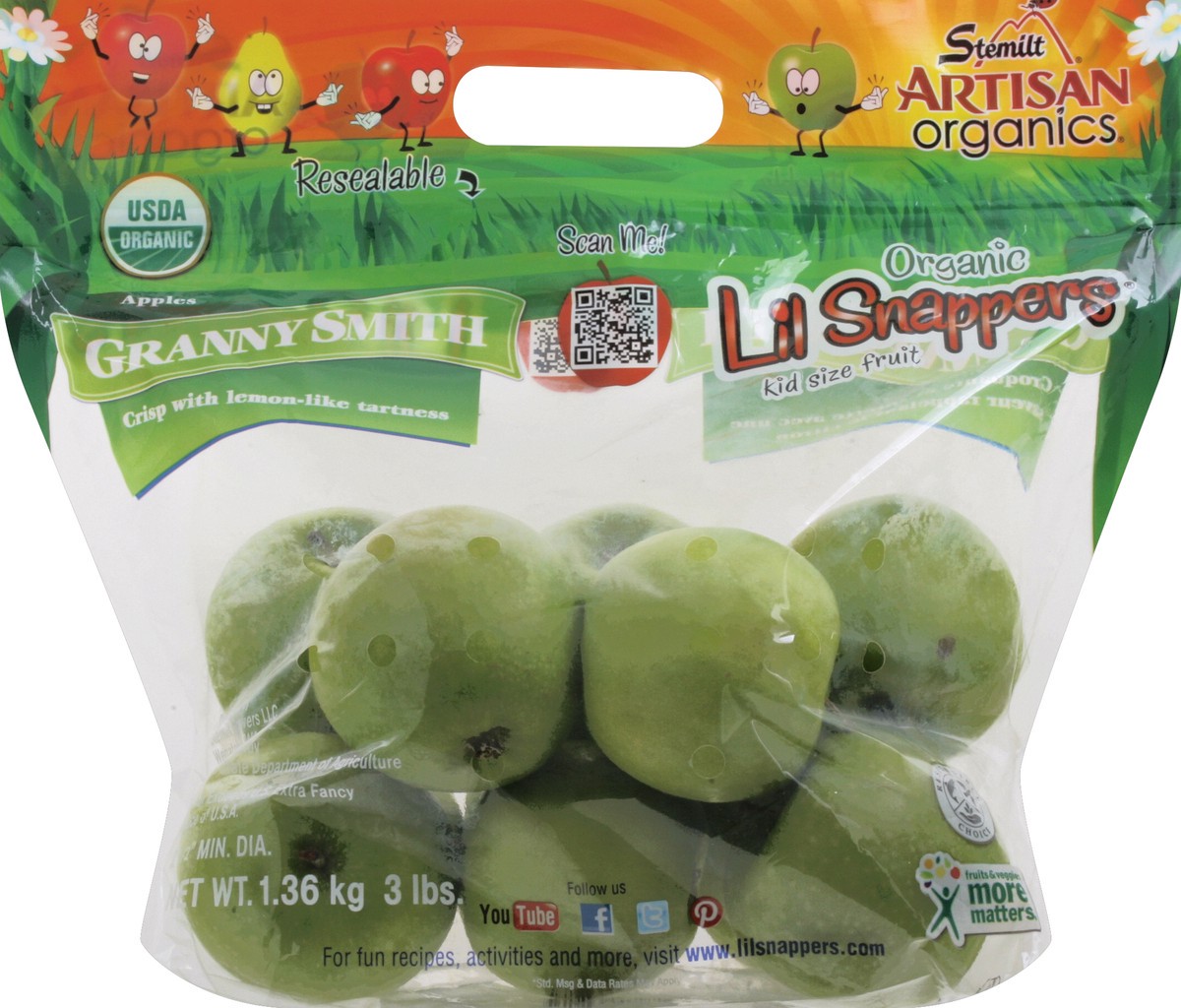 slide 2 of 6, Stemilt Artisan Organics Lil Snappers Granny Smith Apples, 3 lb