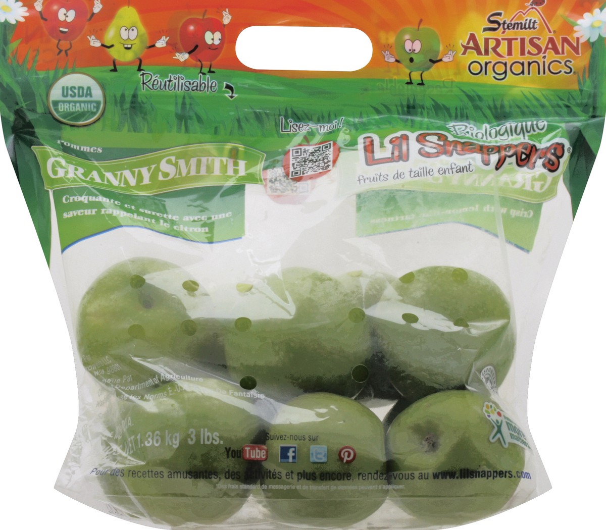 slide 3 of 6, Stemilt Artisan Organics Lil Snappers Granny Smith Apples, 3 lb