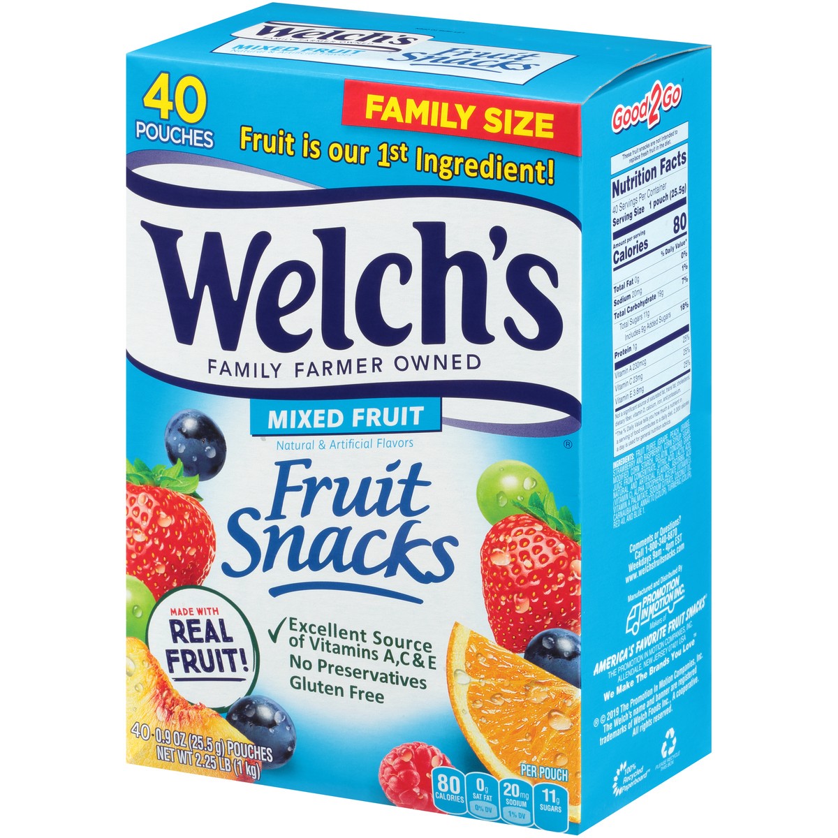 slide 3 of 9, Welch's Fruit Snacks, Mixed Fruit, 0.9 Ounces, 40 Pouches, 36 oz