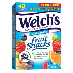 Welch's Fruit Snacks, Mixed Fruit, 0.9 Ounces, 40 Pouches