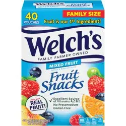 Welch's Fruit Snacks, Mixed Fruit, 0.9 Ounces, 40 Pouches