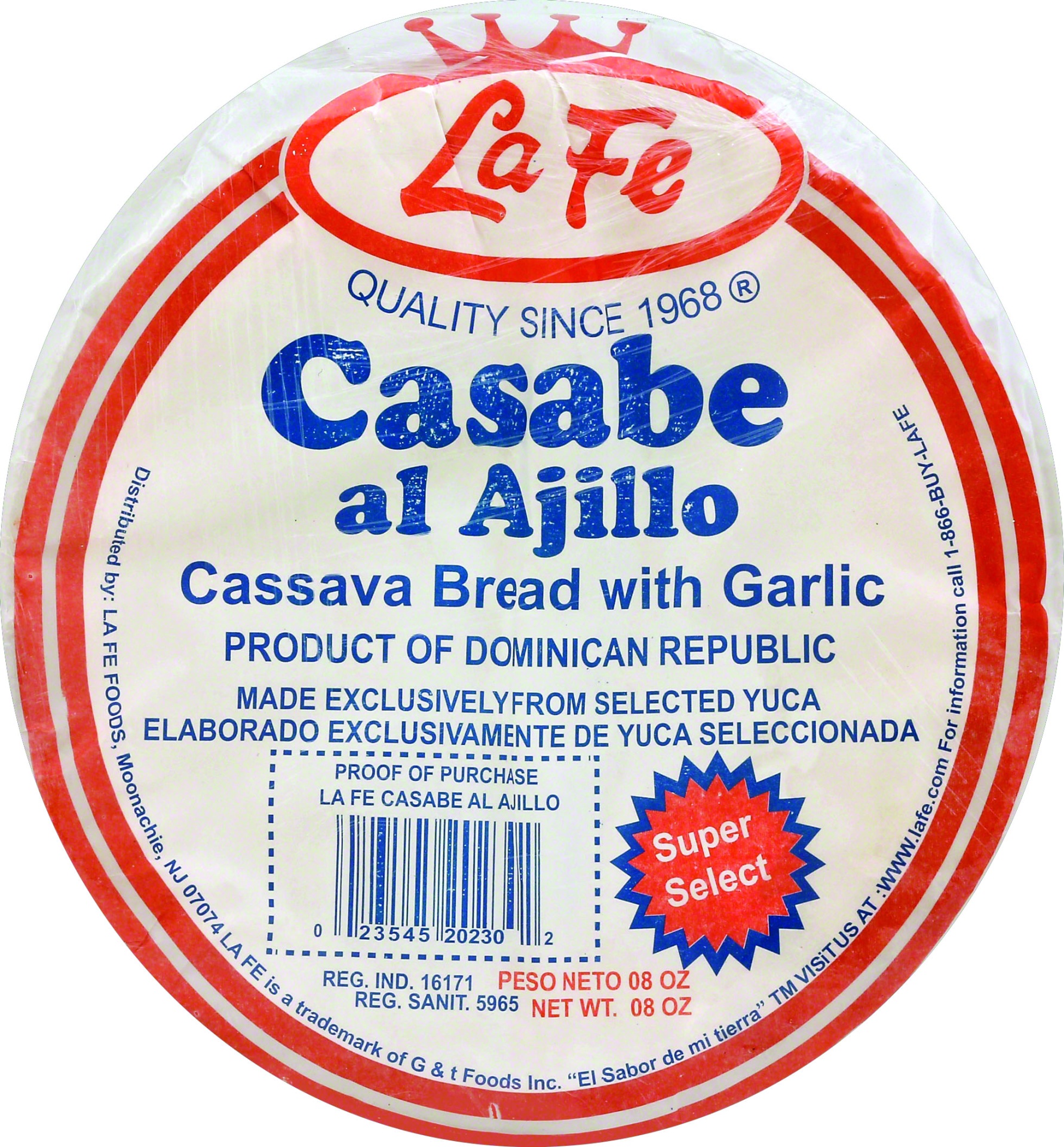 slide 1 of 1, La Fe Casabe Al Ajillo, 10 oz