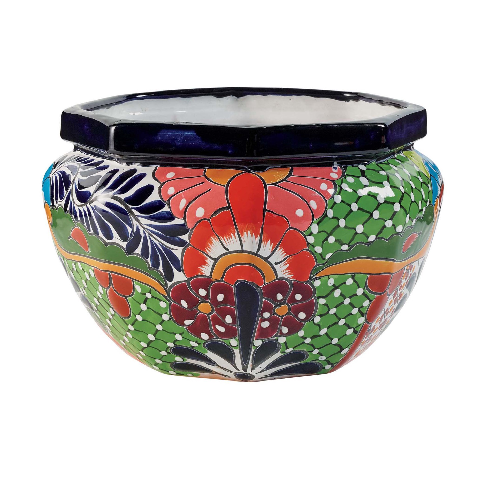 slide 1 of 1, Blue Orange Pottery Octagonal Talavera Planter, 1 ct