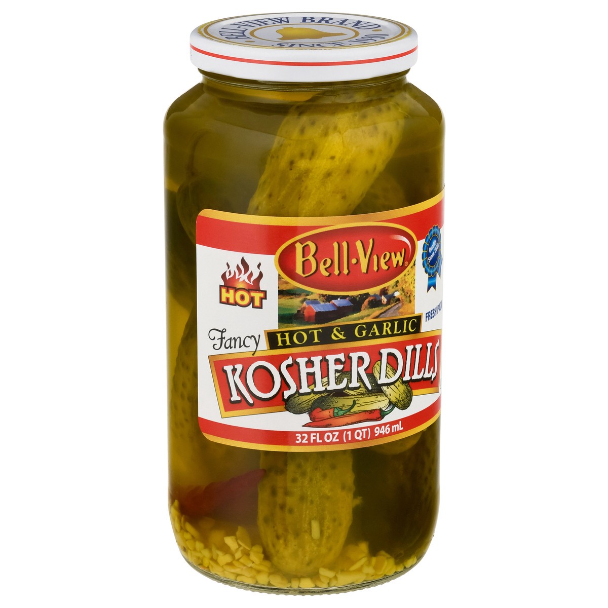 slide 9 of 14, Bell-View Fancy Hot & Garlic Kosher Dills 32 fl oz, 32 fl oz