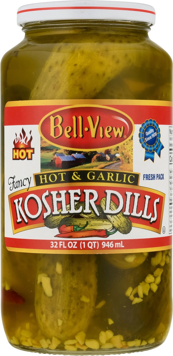 slide 3 of 14, Bell-View Fancy Hot & Garlic Kosher Dills 32 fl oz, 32 fl oz