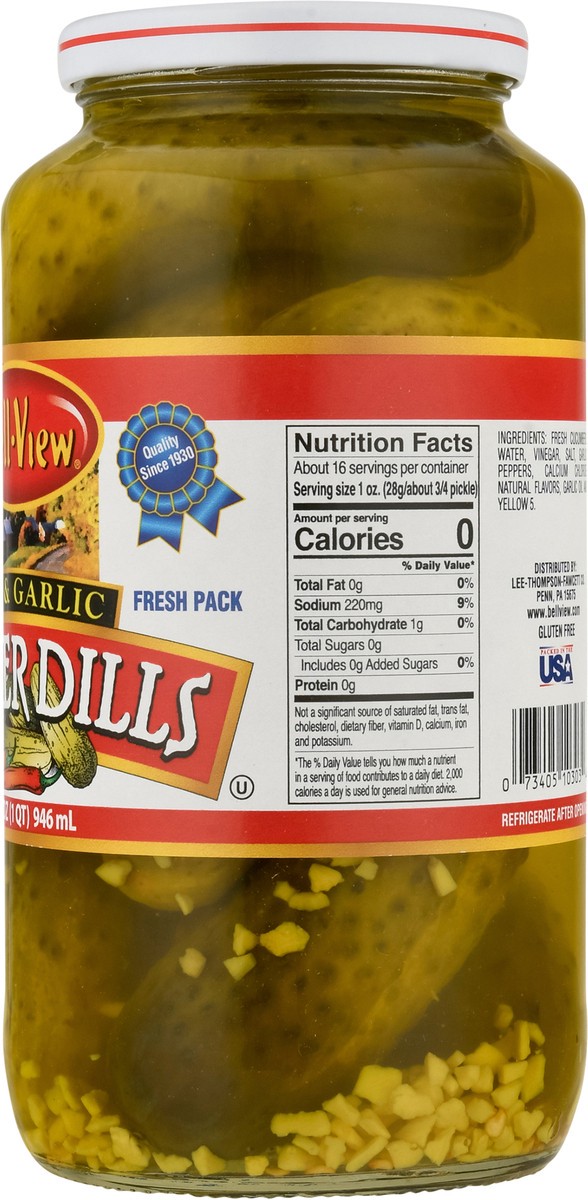 slide 11 of 14, Bell-View Fancy Hot & Garlic Kosher Dills 32 fl oz, 32 fl oz