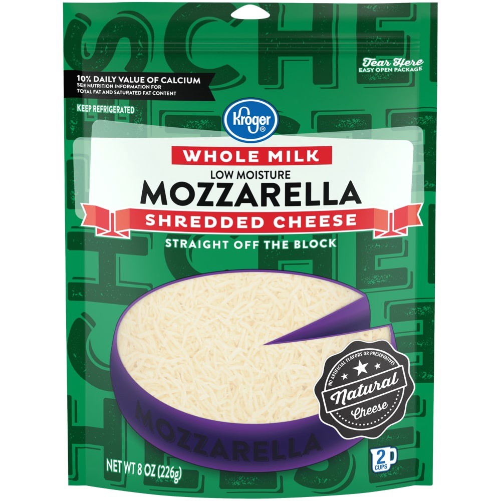 slide 1 of 4, Kroger Whole Milk Shredded Mozzarella Cheese, 8 oz