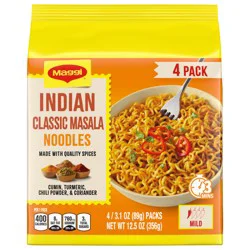 Maggi Classic Indian Masala Noodles, Instant Noodles, 3 min Indian Noodles, Mildly Spicy, 4PK