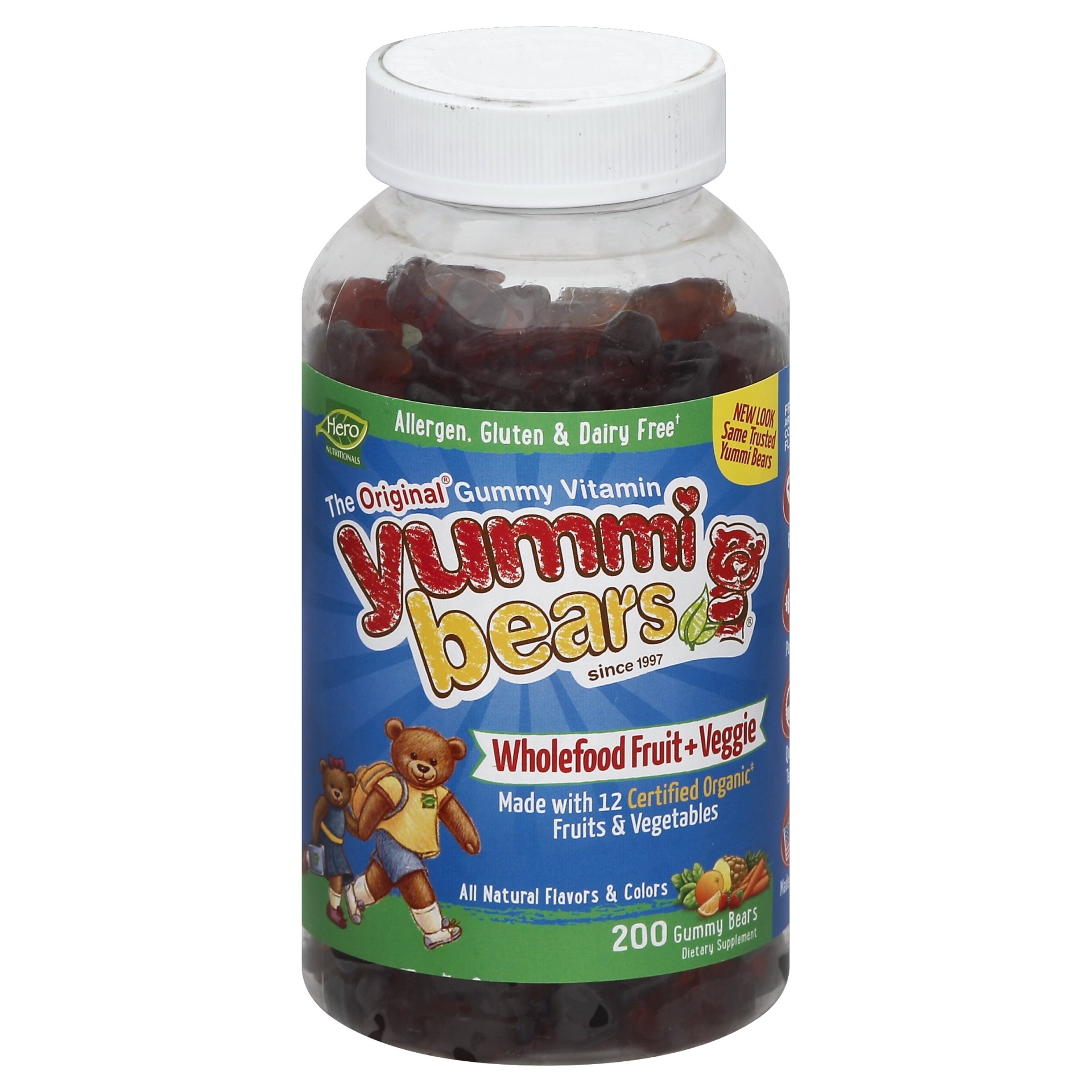slide 1 of 1, Hero Nutritionals Yummi Bears Whole Food Gummies, 200 ct
