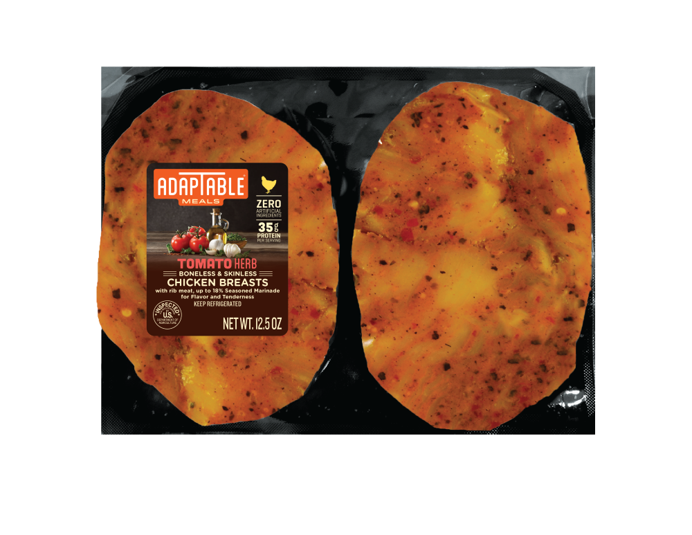 slide 1 of 1, AdapTable Meals Tomato Herb Chicken Breast Filets, 12.5 oz