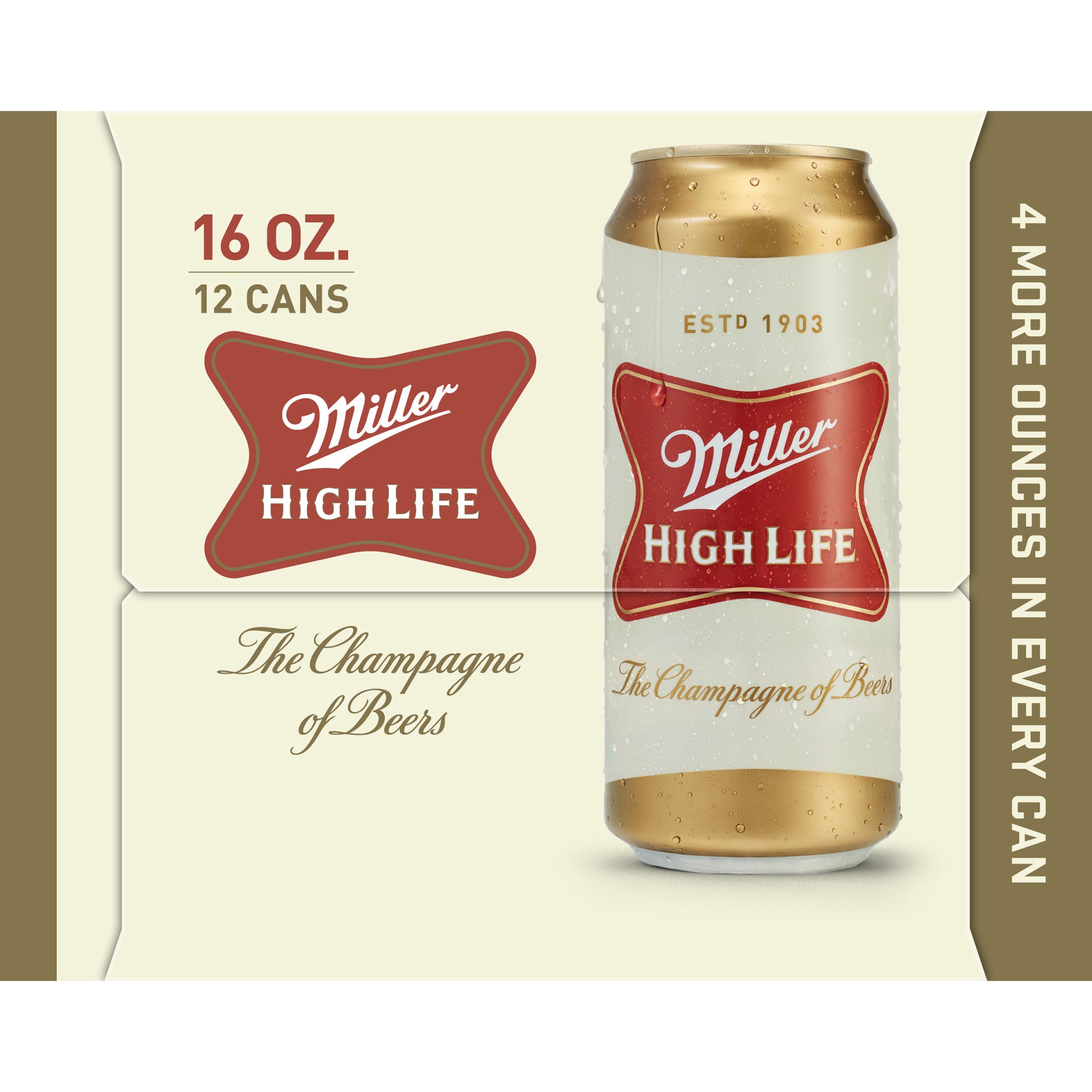 slide 3 of 6, MILLER HIGH LIFE Full Cal Beer, 12 ct; 16 oz