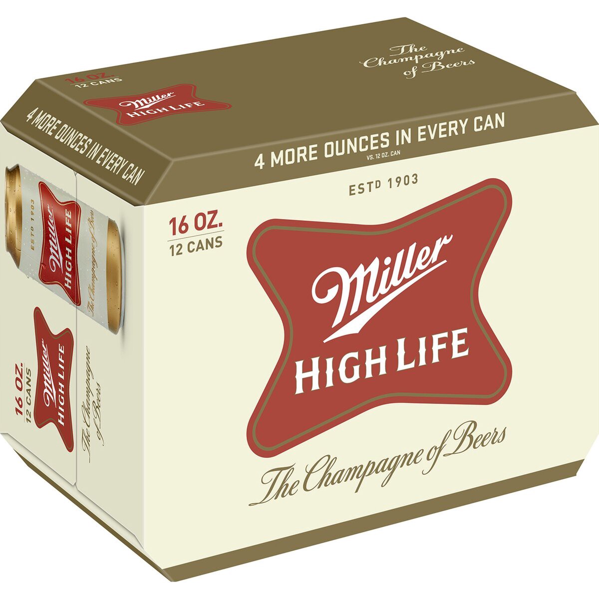 slide 1 of 6, MILLER HIGH LIFE Full Cal Beer, 12 ct; 16 oz