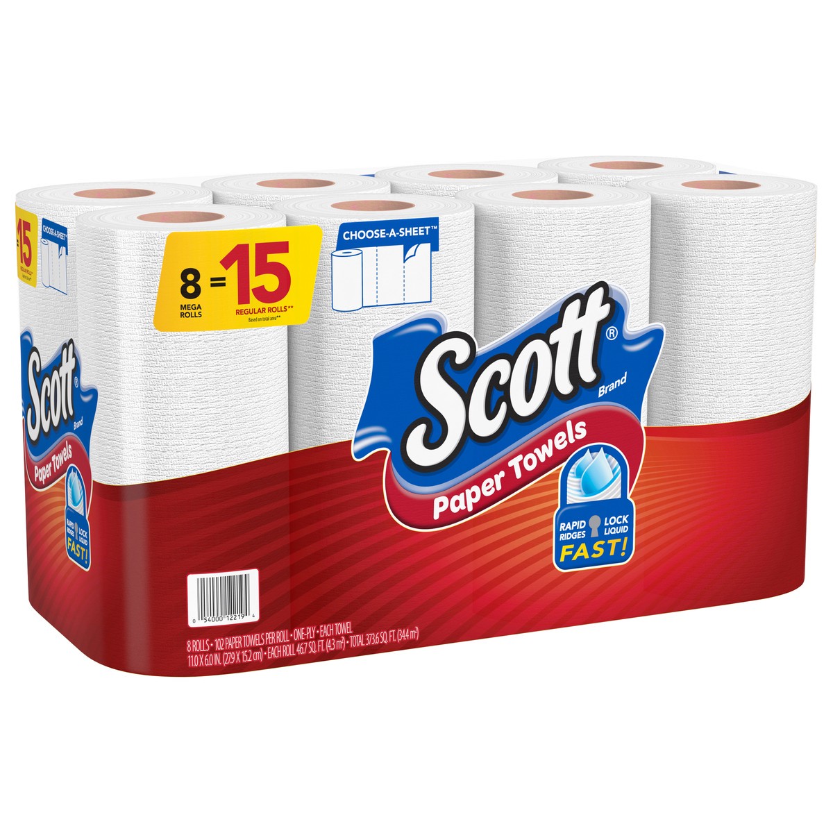 slide 7 of 9, Scott Paper Towels, Choose-A-Sheet - 8 Mega Rolls = 15 Regular Rolls (102 Sheets Per Roll), 8 ct