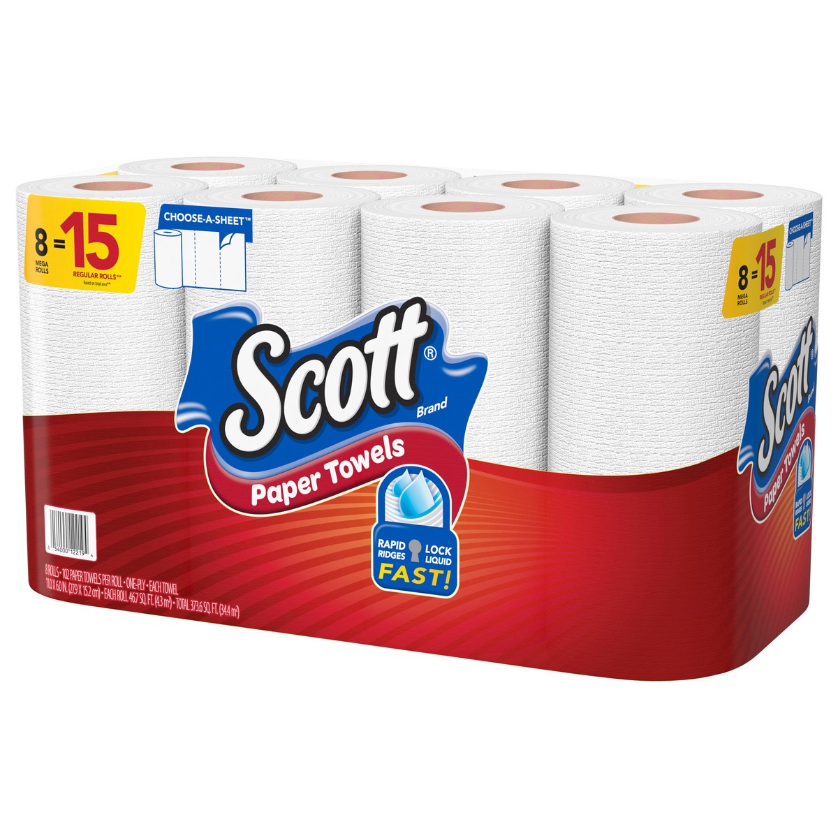 slide 8 of 9, Scott Paper Towels, Choose-A-Sheet - 8 Mega Rolls = 15 Regular Rolls (102 Sheets Per Roll), 8 ct