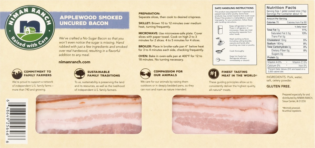 slide 6 of 14, Niman Ranch Applewood Smoked Uncured Sugar Free Bacon, 12 oz