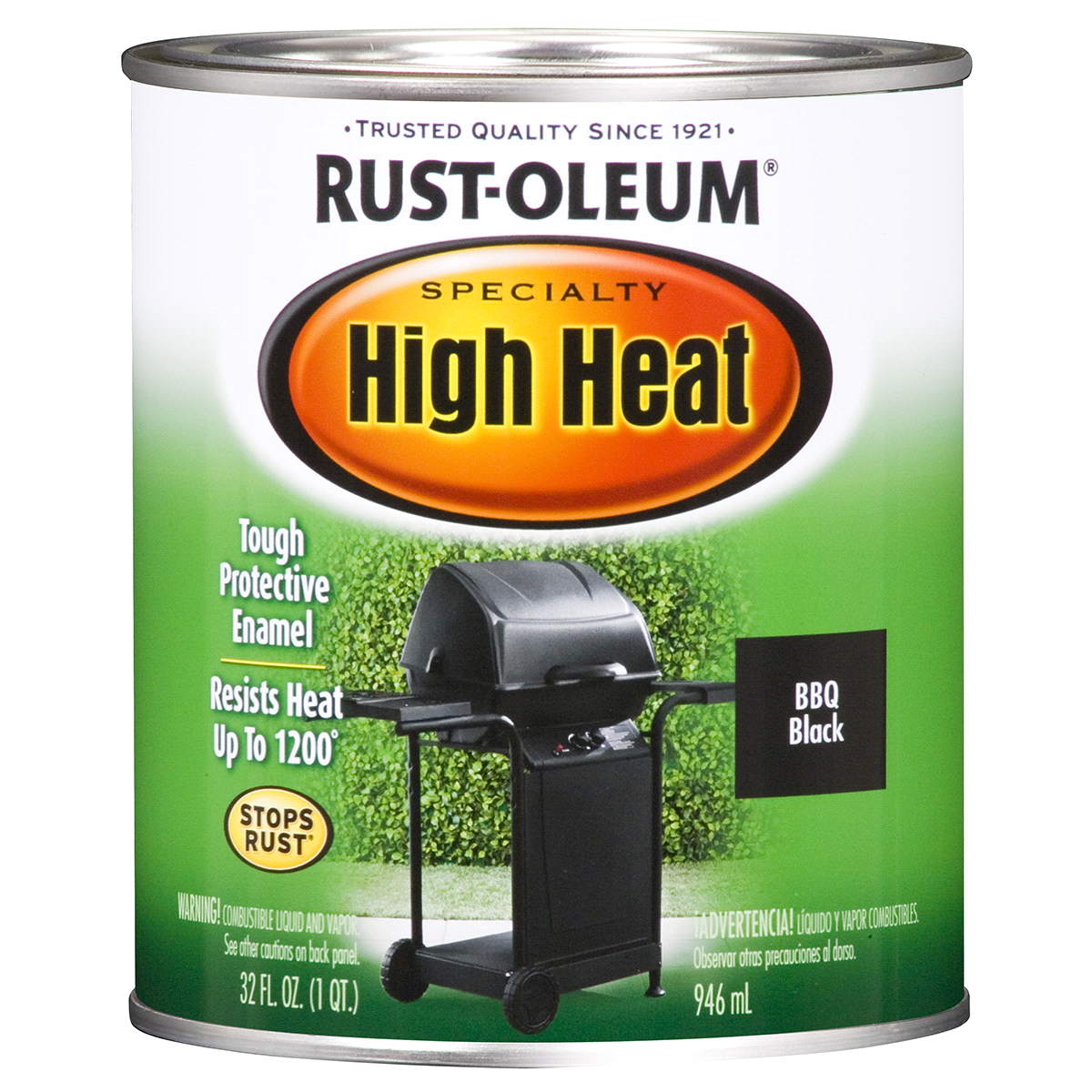 slide 1 of 5, Rust-Oleum Specialty High Heat Brush-On Paint 7778502, Quart, Black, 12 oz