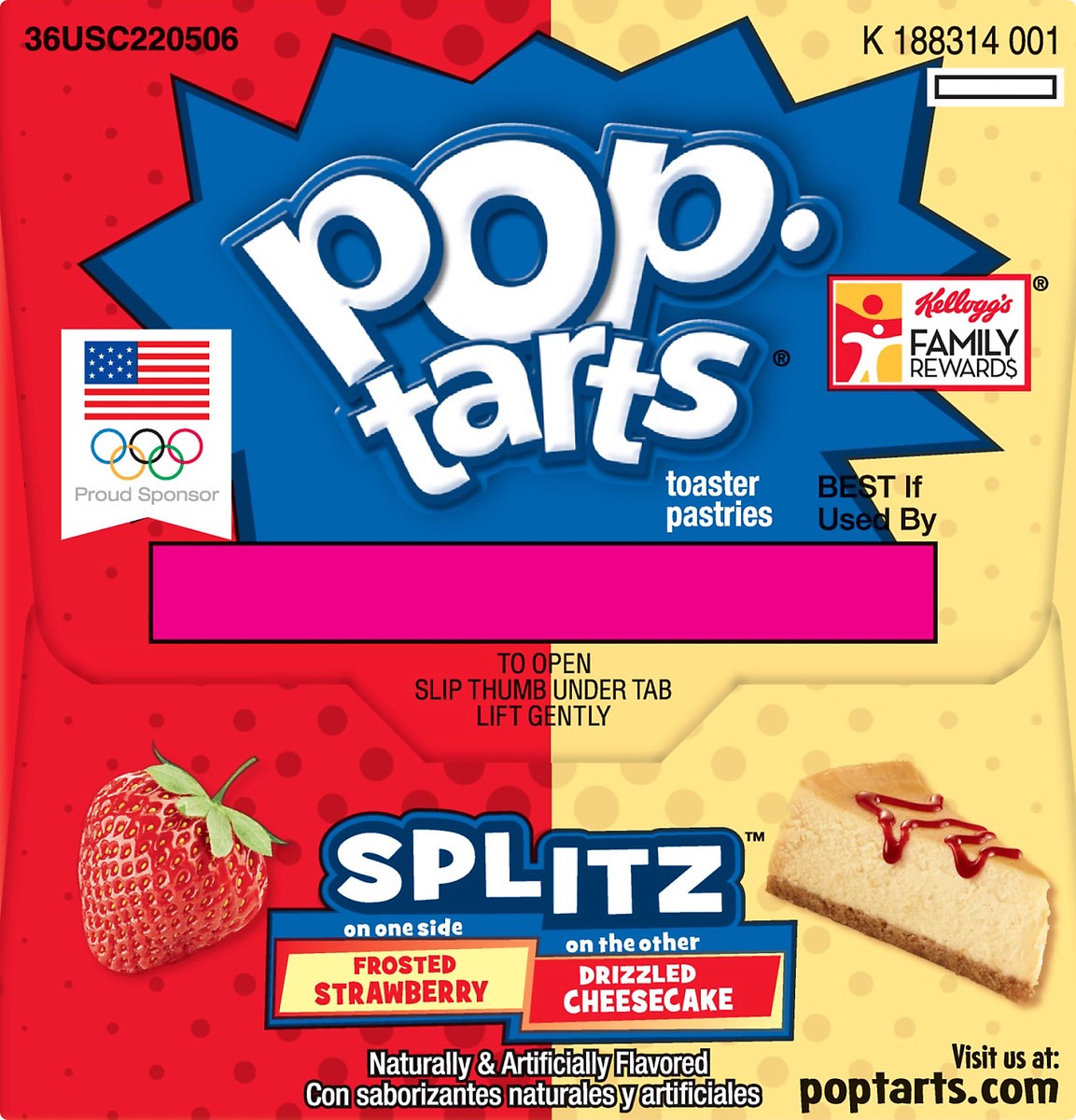slide 4 of 8, Pop-Tarts Splitz Frosted Strawberry & Drizzled Cheesecake Breakfast Toaster Pastries, 14.1 oz