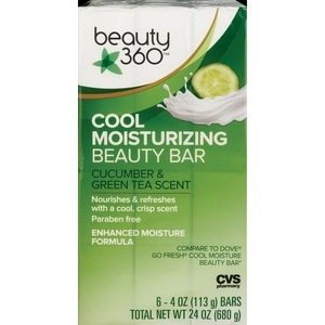 slide 1 of 1, Beauty 360 Cool Moisturizing Cucumber & Green Tea Beauty Bar, 25 oz