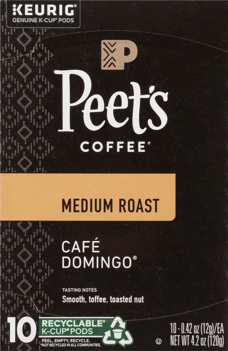 slide 4 of 9, Peet's Coffee, Cafe Domingo Medium Roast K-Cup Coffee Pods - 10ct Carton, 10 ct