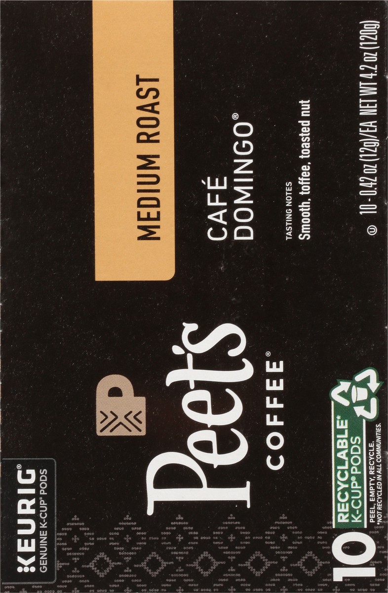 slide 3 of 9, Peet's Coffee, Cafe Domingo Medium Roast K-Cup Coffee Pods - 10ct Carton, 10 ct