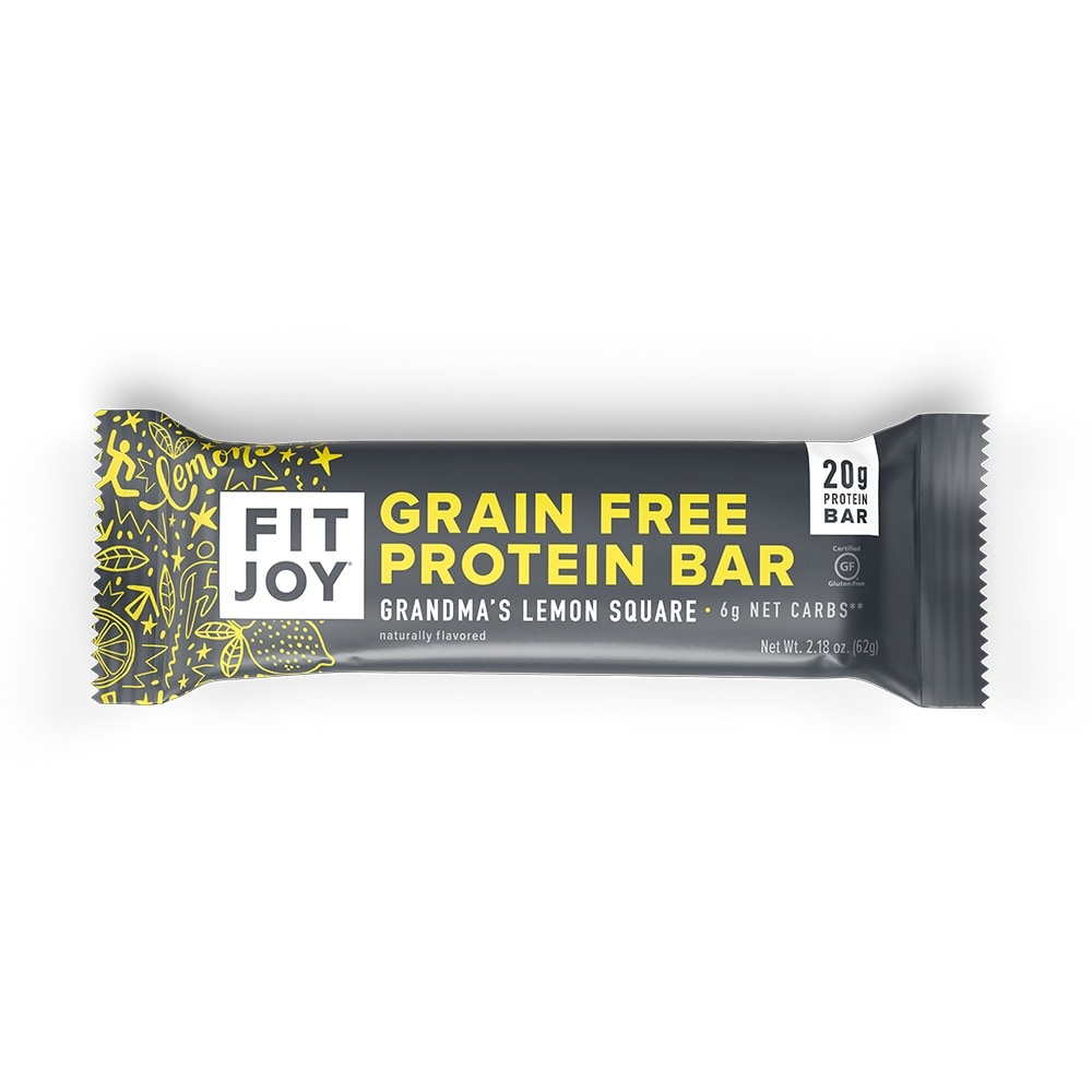 slide 1 of 1, FitJoy Grandmas Lemon Square Grain Free Protein Bar, 2.18 oz