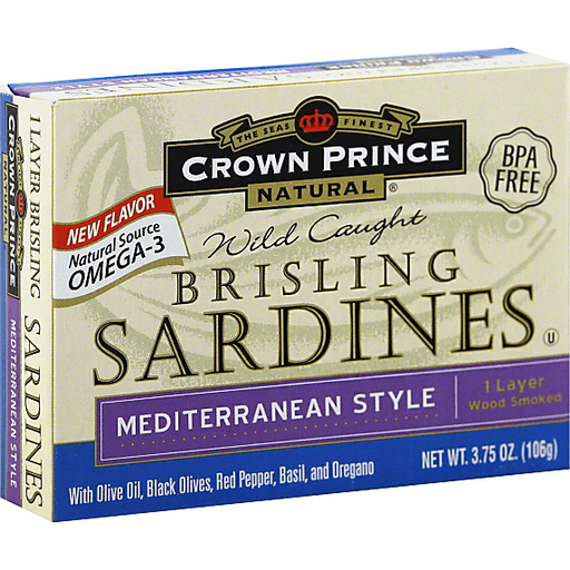 slide 2 of 2, Crown Prince Natural Sardines, Brisling, Mediterranean Style, 3.75 oz