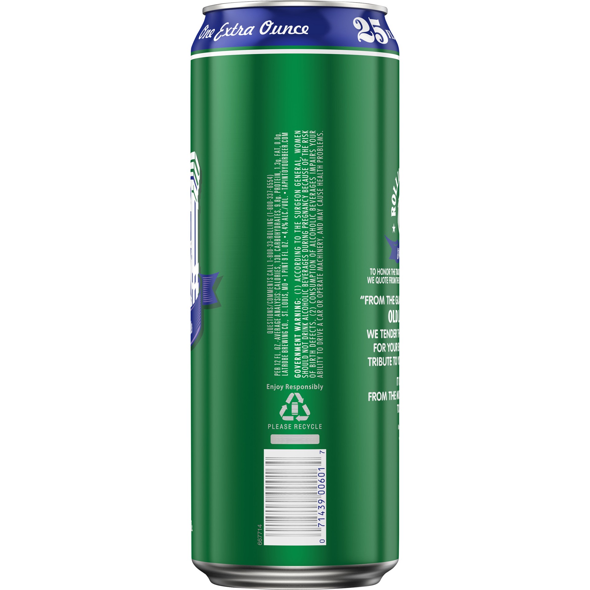 slide 1 of 4, Rolling Rock Extra Pale Beer, 25 fl. oz. Can, 4.4% ABV, 25 fl oz