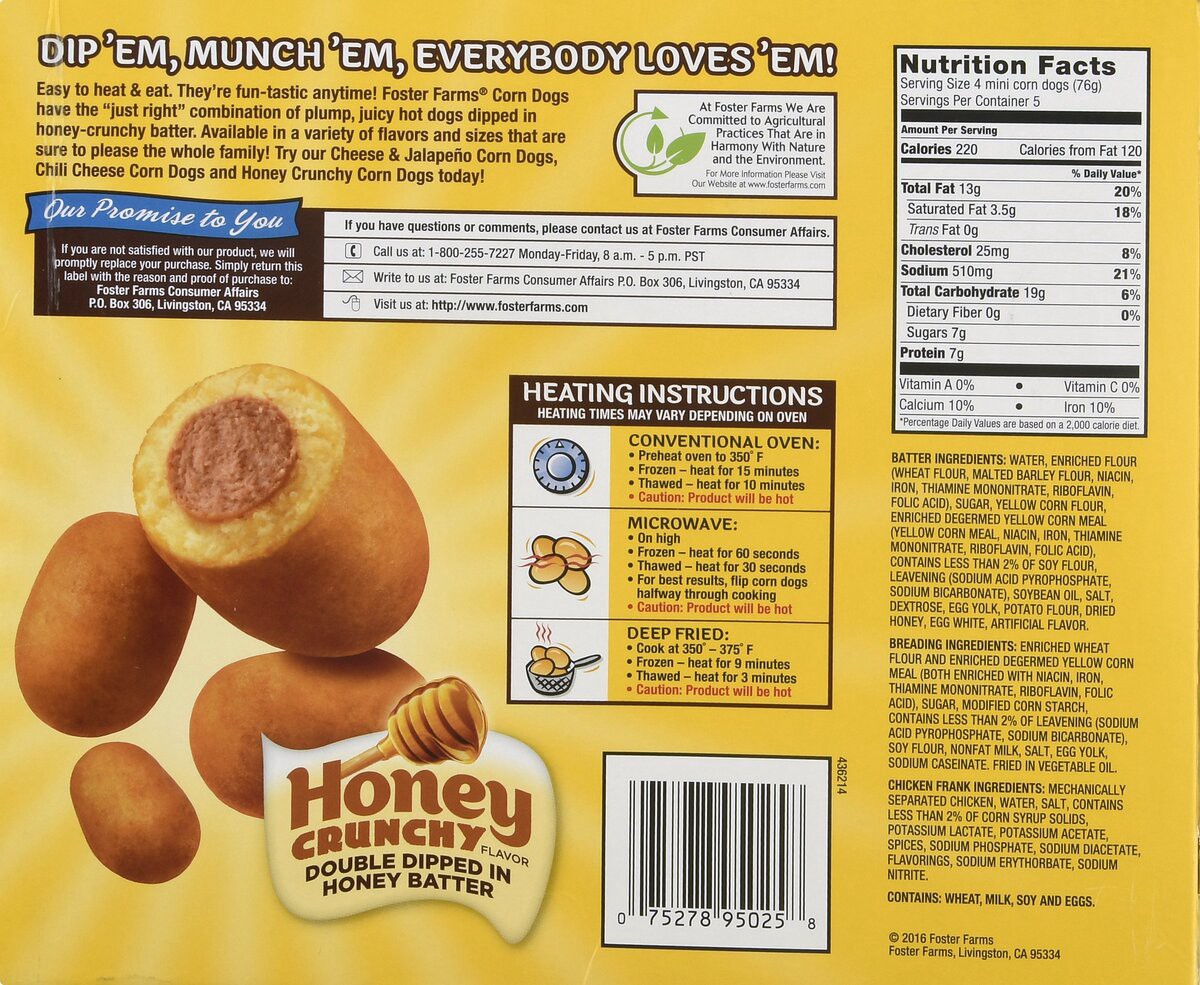 slide 14 of 14, Foster Farms Honey Crunch Mini Corn Dogs, 13.3 oz