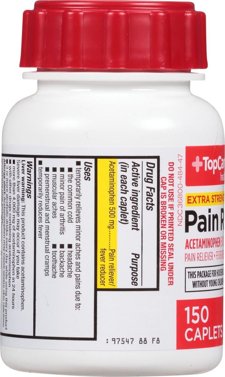 slide 4 of 10, TopCare Health 500 mg Extra Strength Pain Relief 150 Caplets, 150 ct