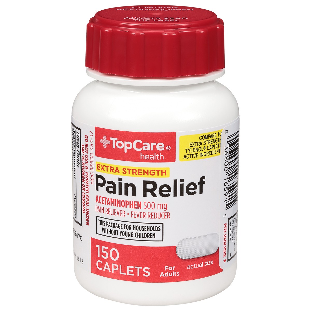 slide 1 of 10, TopCare Health 500 mg Extra Strength Pain Relief 150 Caplets, 150 ct