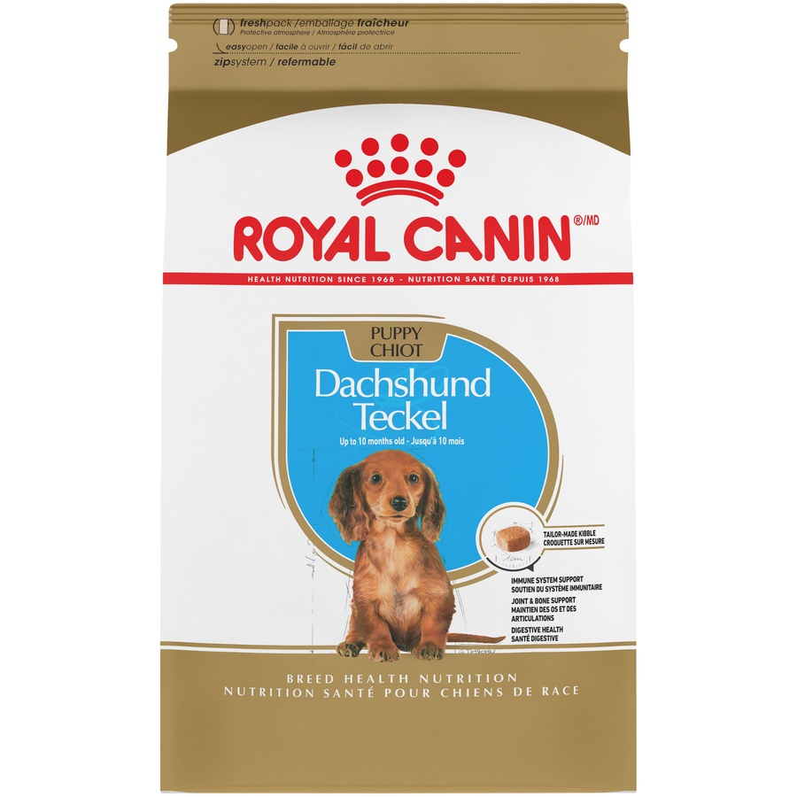 slide 1 of 9, Royal Canin Breed Health Nutrition Dachshund Puppy Dry Dog Food, 2.5 lb