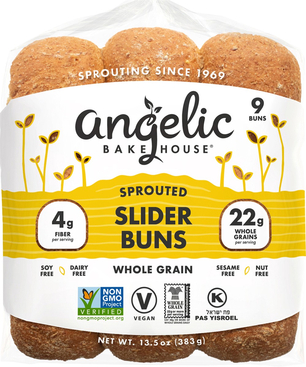 slide 10 of 10, Angelic Bakehouse 7 Sprouted Whole Grains Slider Buns 9 ct Bag, 9 ct