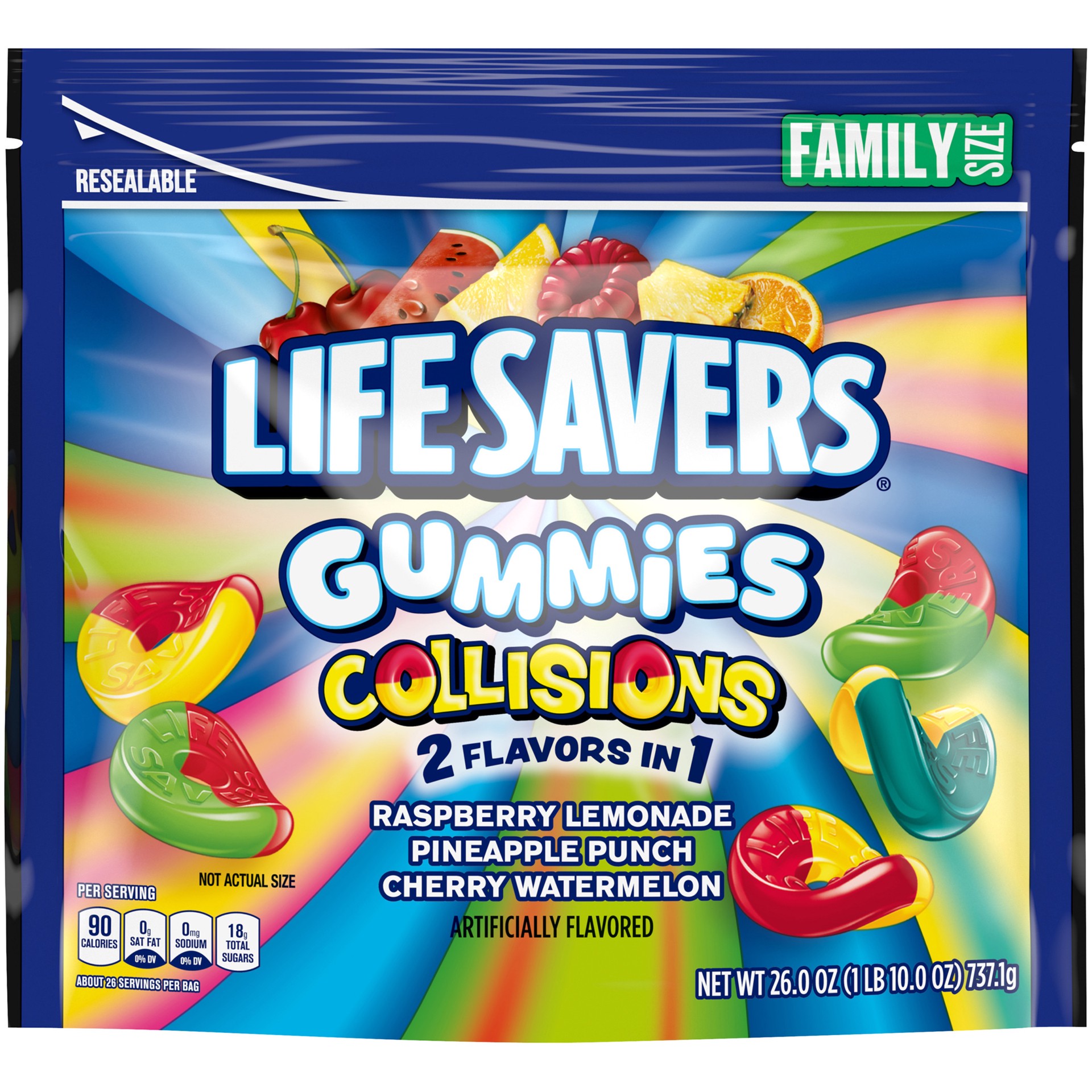 slide 1 of 8, LIFE SAVERS Collisions Gummy Candy, Family Size, 26 oz Bag, 26 oz