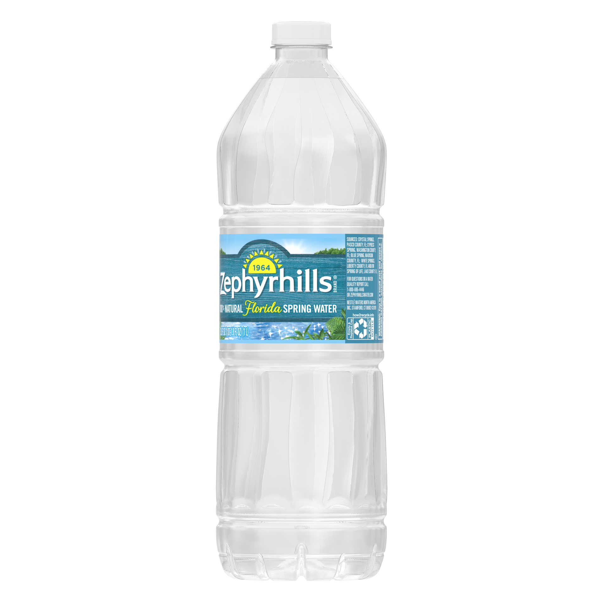slide 4 of 4, ZEPHYRHILLS Brand 100% Natural Spring Water, 1-Liter plastic bottle, 33.8 oz