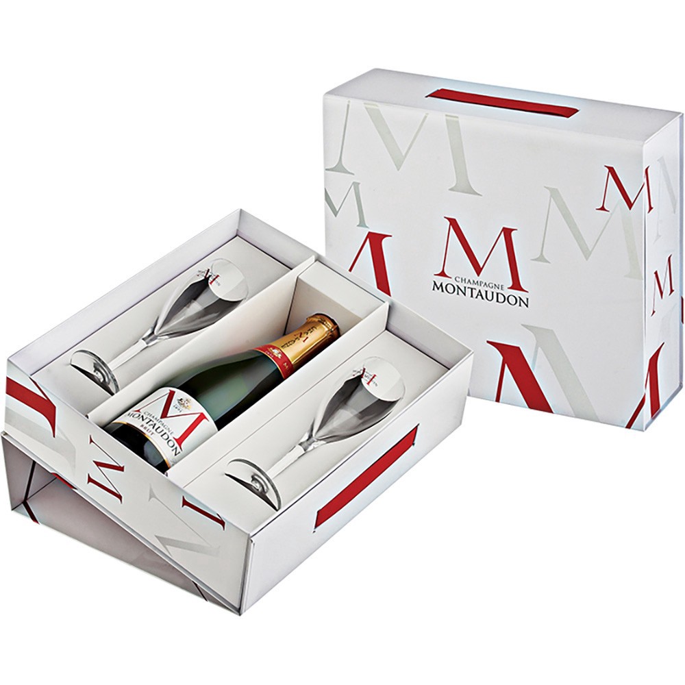 slide 1 of 1, Montaudon Brut Gift W/2 Glasses, 750 ml