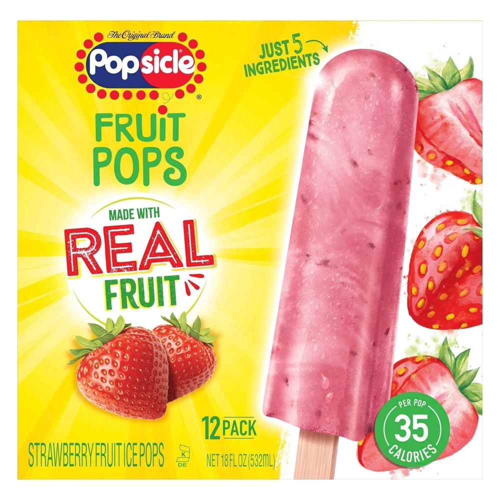 slide 2 of 6, Popsicle The Original Brand Popsicle Strawberry Fruit Frozen Pops, 12 ct; 18 fl oz