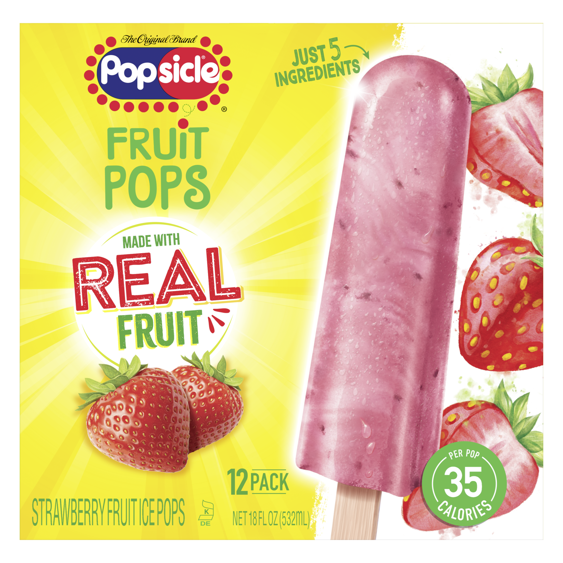 slide 1 of 6, Popsicle The Original Brand Popsicle Strawberry Fruit Frozen Pops, 12 ct; 18 fl oz