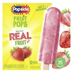 Popsicle Fruit Pops Strawberry Frozen Snack, 12 Pops