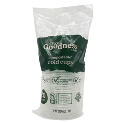 True Goodness Compostable Cold Cups, 12 oz, 20 ct