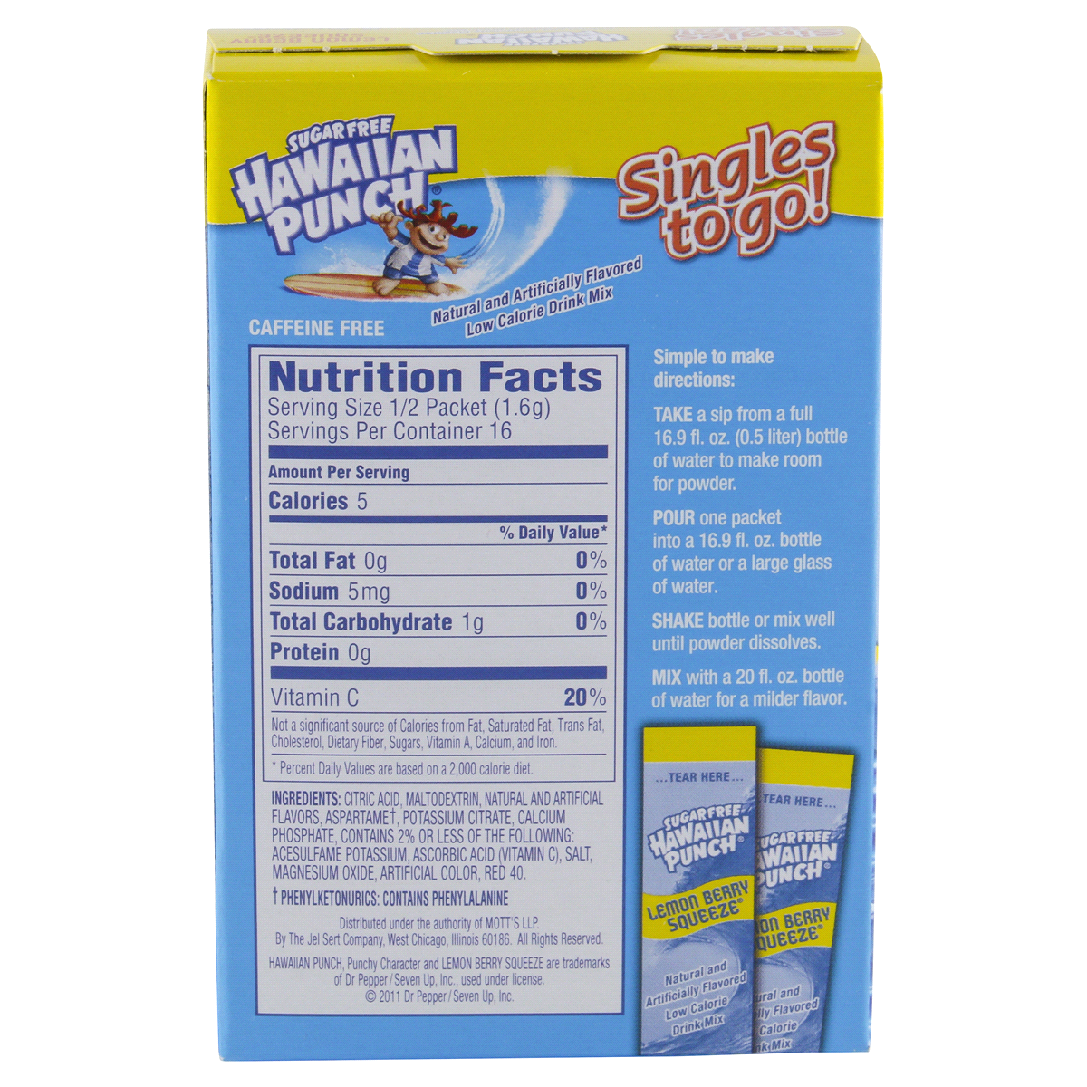 slide 2 of 4, Hawaiian Punch Singles to Go! Sugar-Free Lemon Berry Squeeze Drink Mix, 8 ct