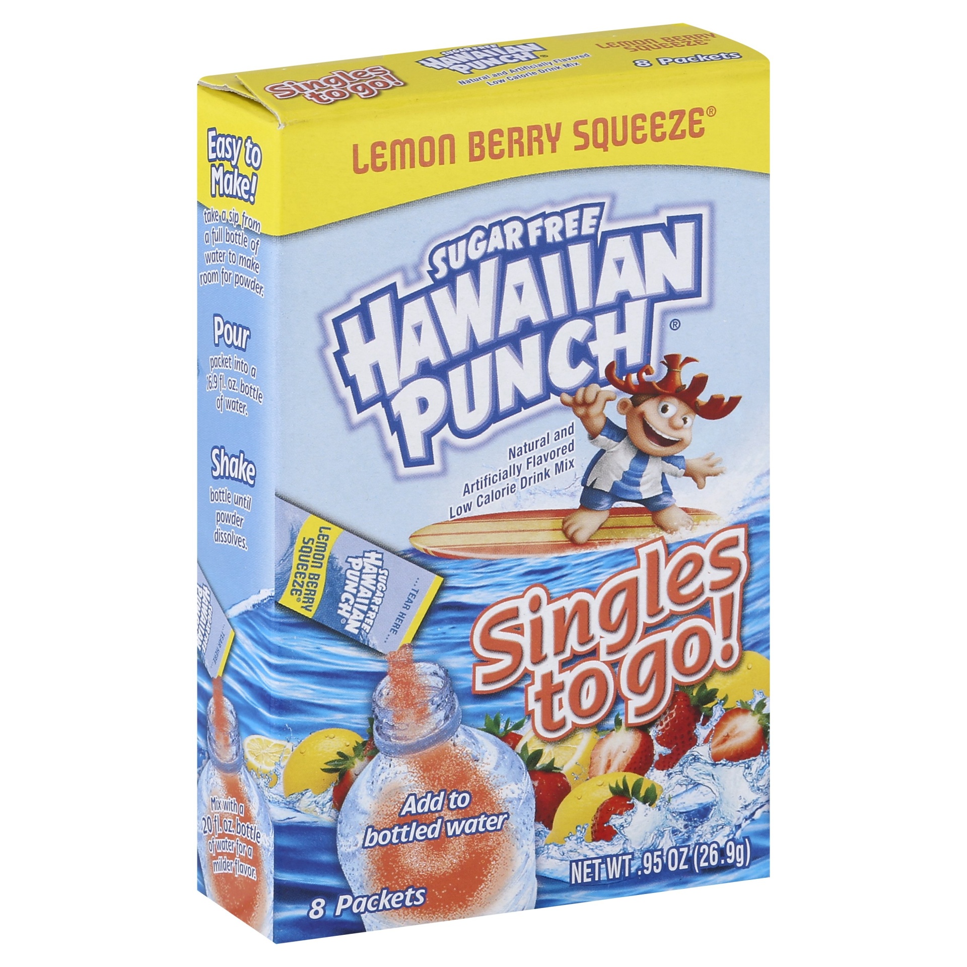 slide 1 of 4, Hawaiian Punch Singles to Go! Sugar-Free Lemon Berry Squeeze Drink Mix, 8 ct