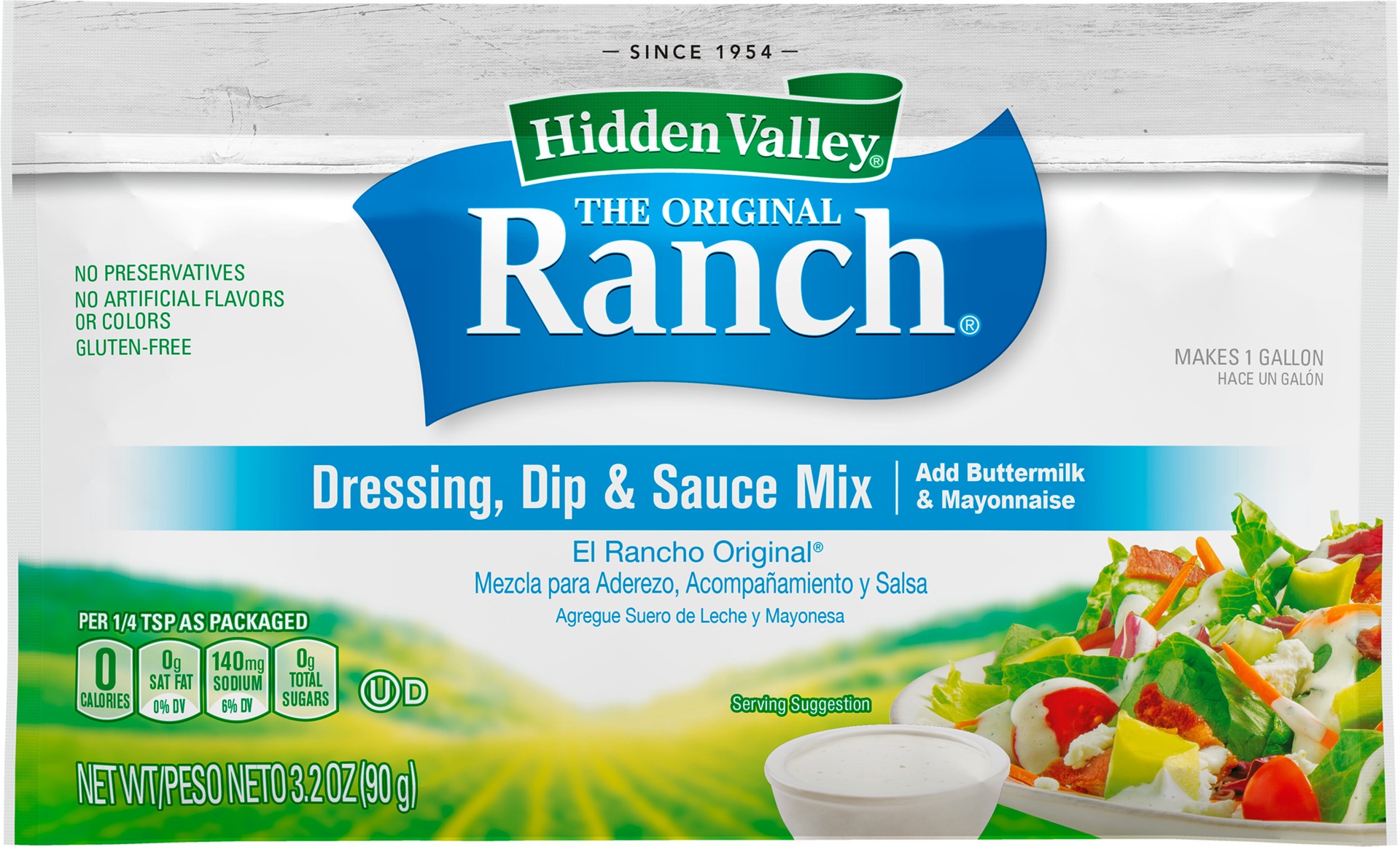 slide 1 of 5, Hidden Valley Original Ranch Dressing Dip and Sauce Mix, 3.2 Ounce Packet, 3.2 oz