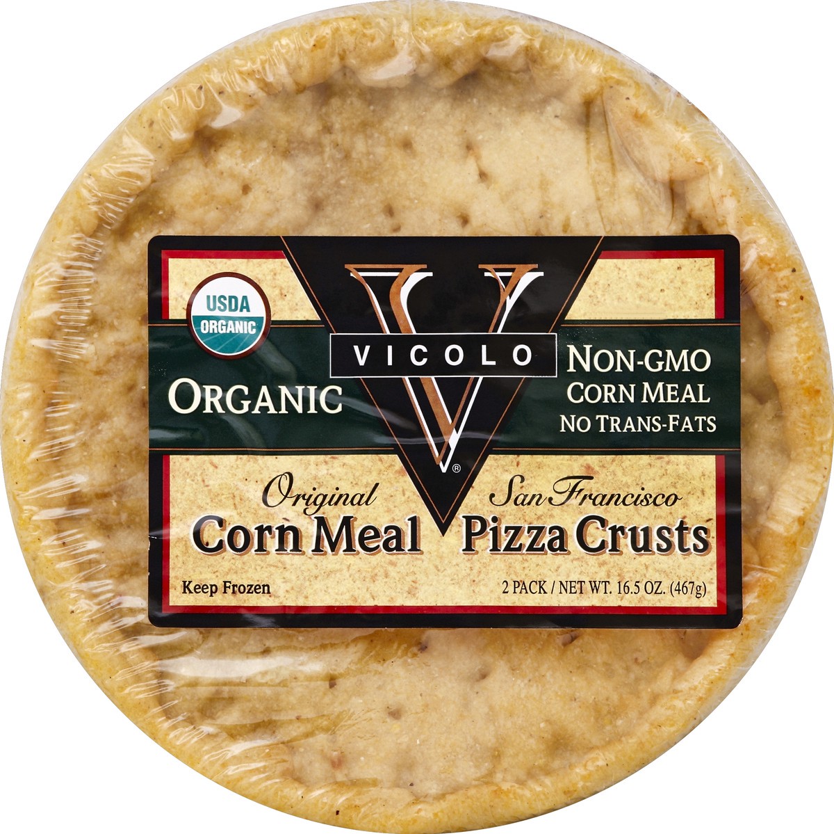 slide 1 of 1, Vicolo Organic Corn Meal Pizza Crusts 2Ct, 16.5 oz