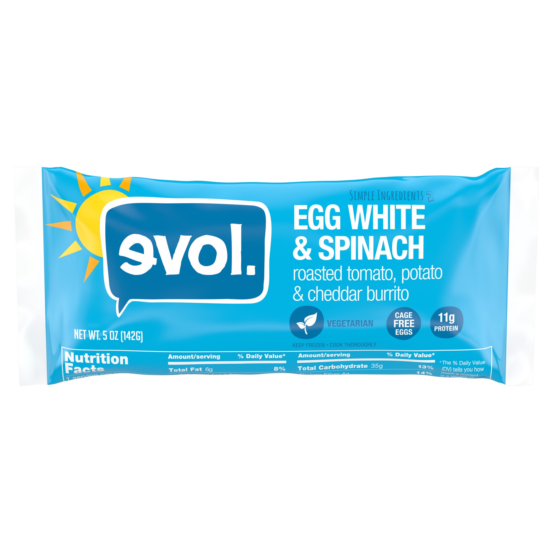 slide 1 of 5, EVOL Egg White & Spinach Burrito 5 oz, 5 oz
