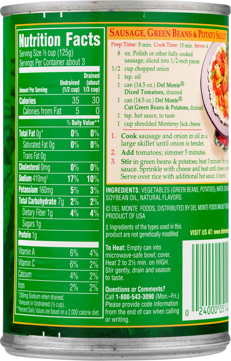 slide 6 of 12, Del Monte Fresh Cut with Ham Style Flavor Cut Green Beans & Potatoes 14.5 oz, 14.5 oz