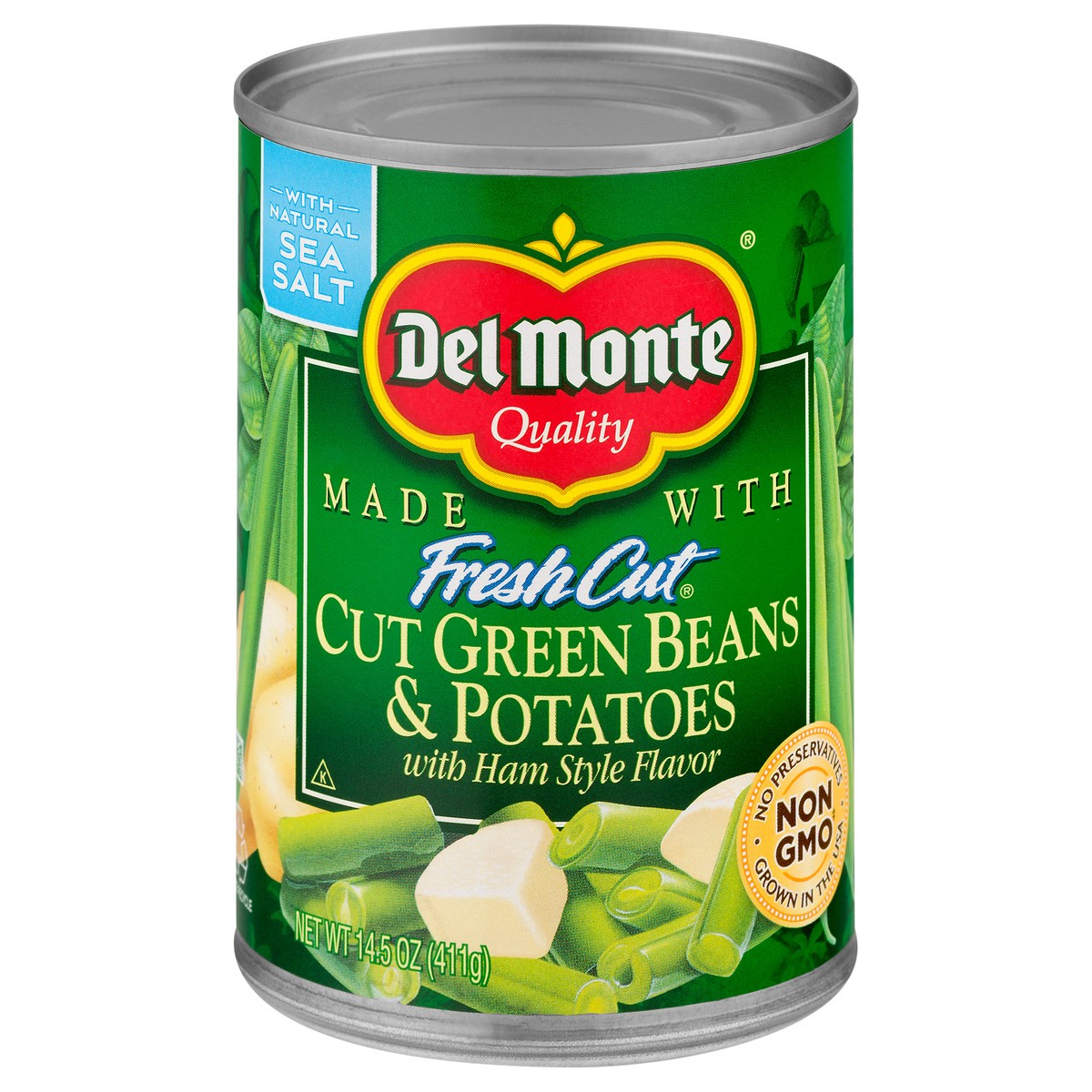 slide 1 of 12, Del Monte Fresh Cut with Ham Style Flavor Cut Green Beans & Potatoes 14.5 oz, 14.5 oz